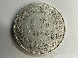 1 Fr. Silber Schweiz, 1894 s
