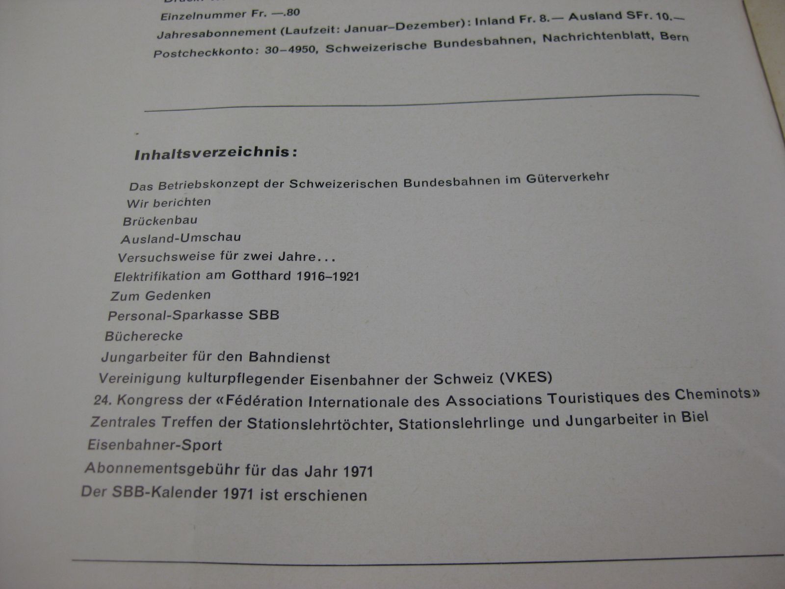 Riviste & Magazine: SBB Nachrichtenblatt 11/70 – Usato da Malters venduto da Marosko 1