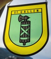 Vintage Wappenschild ST.GALLEN mit Zinnumrandung 