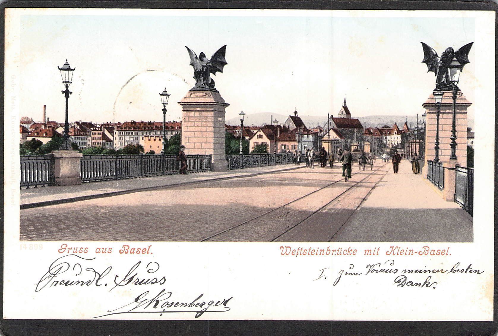 Ansichtskarten: ^Basel Wettsteinbrücke , gel. 1904 – Gebraucht aus Reichenburg von Pipo-67