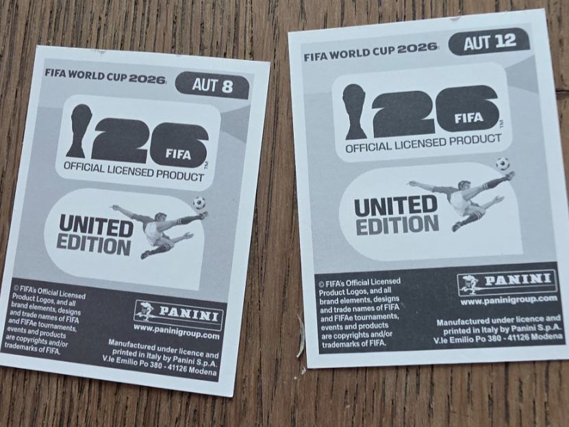 Cartoline: 2 vignettes panini Coupe du Monde 2026 AUT – Usato da Wettingen venduto da dlililou 1