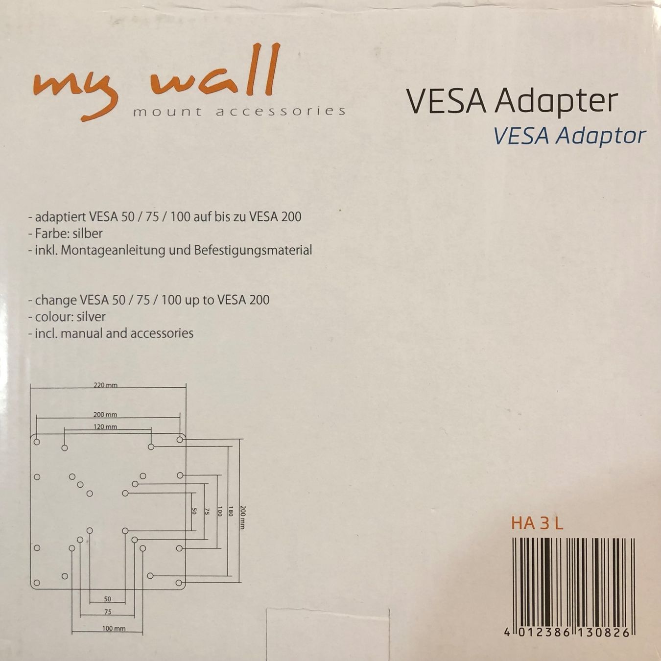 Supporti a parete: HA3L My Wall Vesa Montageplatte – Nuovo e nell'imballaggio originale da Neerach venduto da Arbimus 8