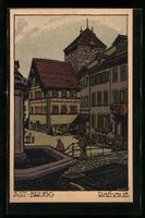 Steindruck-AK Alt-Brugg, Blick zum Ratha