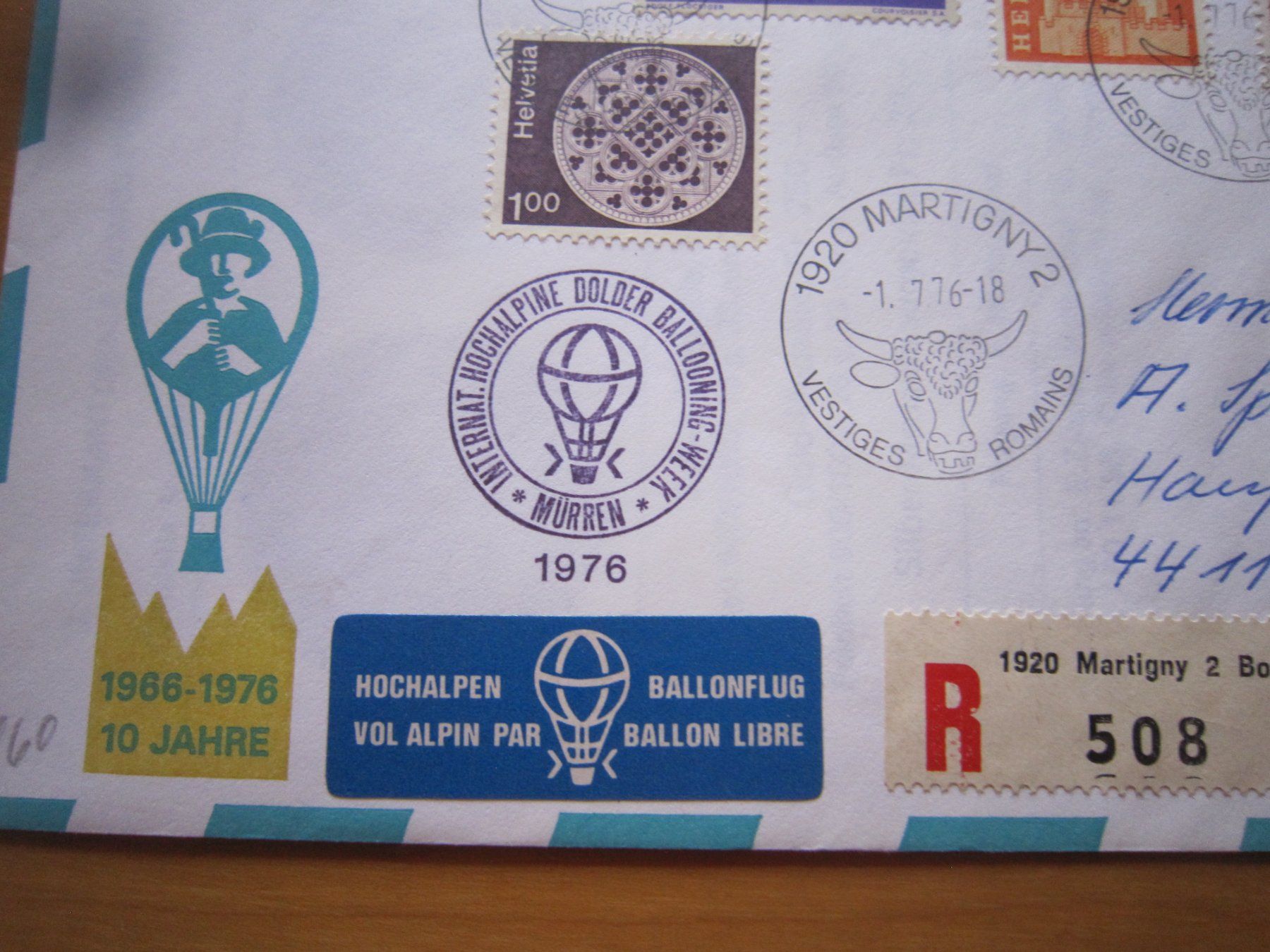 Tutti i francobolli: Ballonposto 1976 Stempel MARTIGNY – Usato da Giubiasco venduto da sal_9j6w 1
