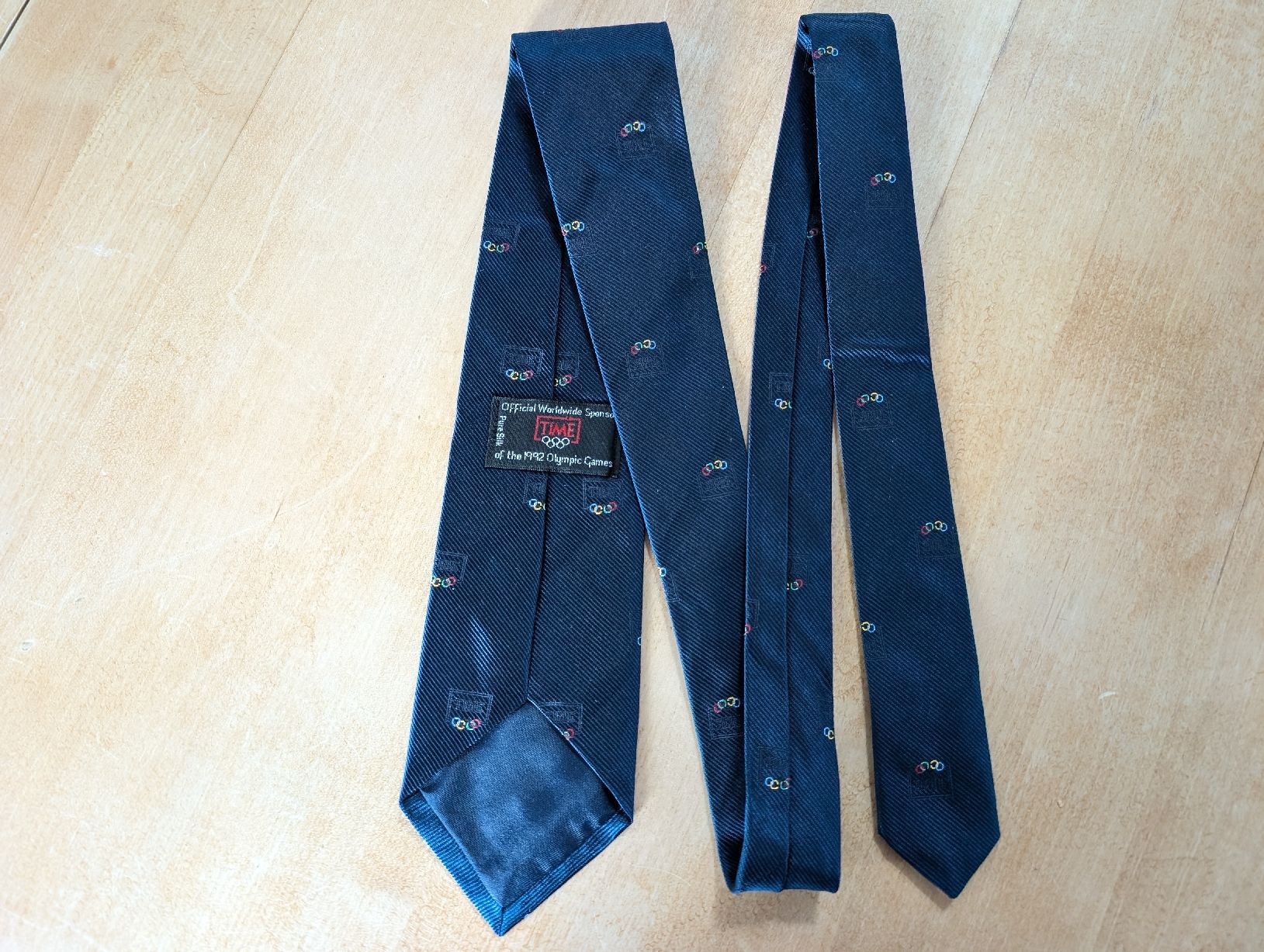 Cravatte: Original Olympia Krawatte 1992, TIME Sponsor – Usato da Bern venduto da Second-Hand-Pirat 2