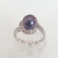 Elegante Süsswasserperle Silber Ring, 925 Silber, Gr 19.2mm