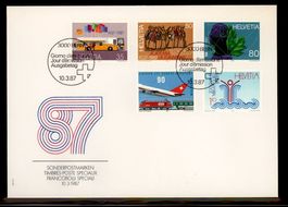 1987, FDC, Postbeförderung (Nr. 743–747)
