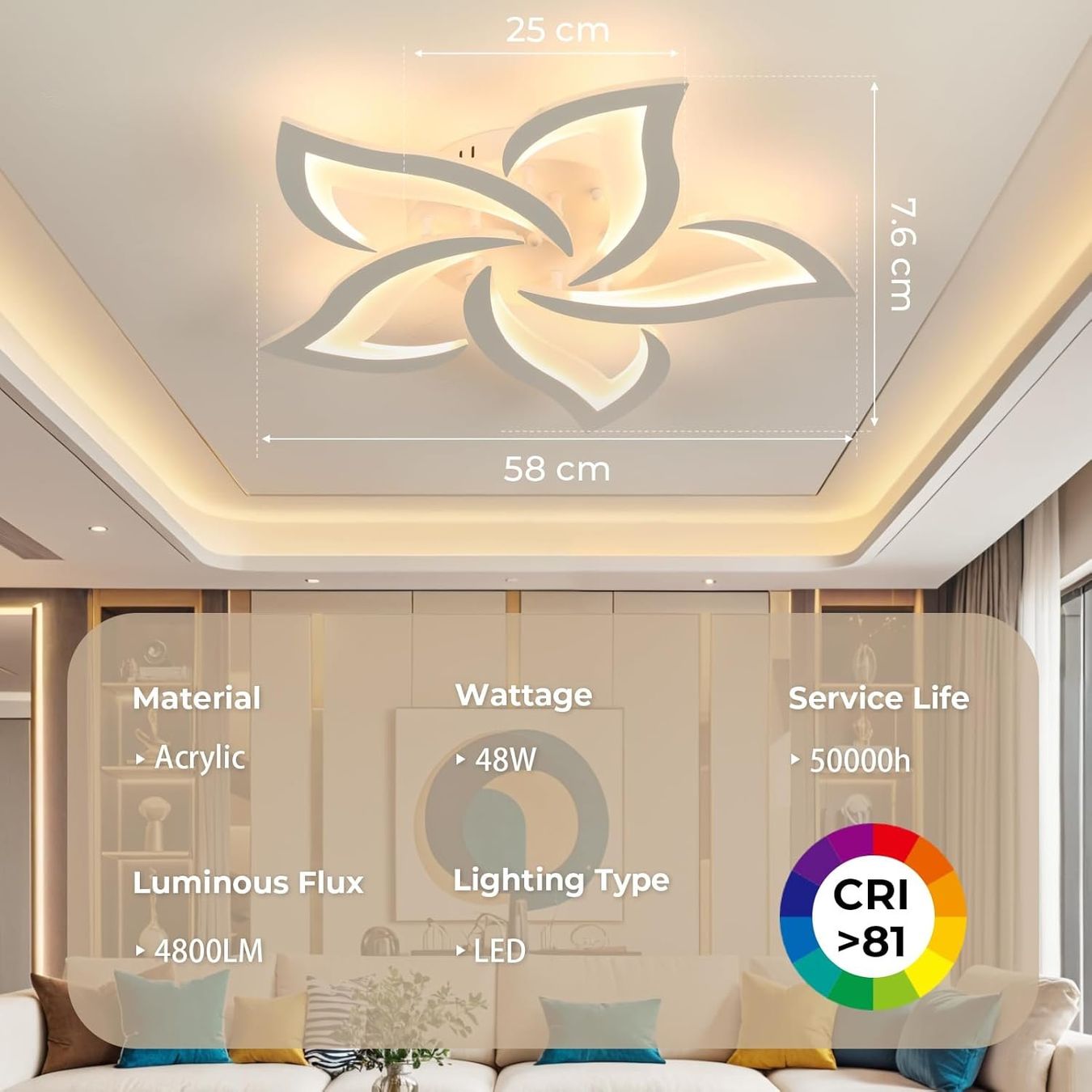 Lampadari & plafoniere: Dimmbare LED Deckenleuchte 28W Aluminium Blütendesign – Nuovo e nell'imballaggio originale da Genève venduto da Top-Trend 3