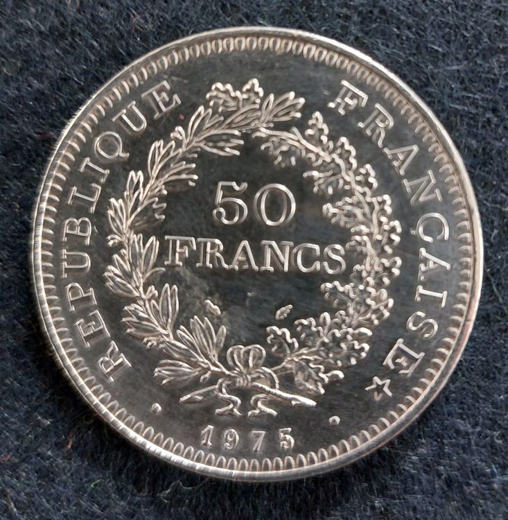 FRANCE, pièce de 50 Francs Hercule, 1974, Argent scellé
