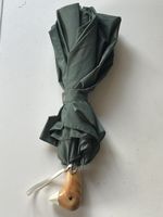 Regenschirm mit Entenkopf-Griff dunkelgrün faltbar(I29)