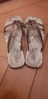 Flip-Flops Damen, Blatt Muster Bronze Gute Zustand