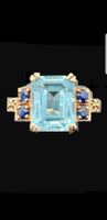 TOPAS 2.3c + SAPHIRE 0.12c RING 14c GELBGOLD - GRÖSSE 57 🩵