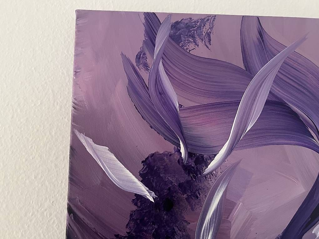 Dipinti: 40x40cm Bild violett "Fliegende Felsen" – Nuovo e nell'imballaggio originale da Urdorf venduto da manuela4 4