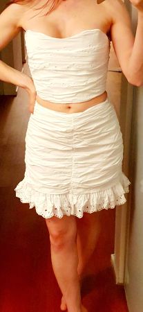 Zweiteiler Top Rock Zara Gr XS, neuwertig, weiss, Boohoo