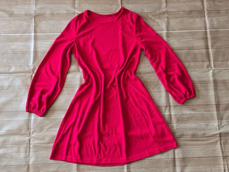 Lockeres Langarm-Kleid - M - in leuchtendem Magenta 6️⃣