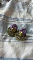 Boucles d'oreilles fantaisie violettes et vertes fait main