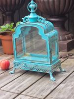 Grosse Deko Laterne 40 cm Antik-Stil türkis