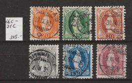 1891 : Serie Stehende Helvetia Nr. 66C - 71C : KP 345.--