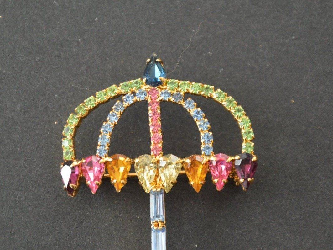 Gablonzer Spille & Fermagli: Strass Brosche Schirm Gold/multi – Nuovo (secondo la descrizione) da Luzern venduto da Jarunka44 1