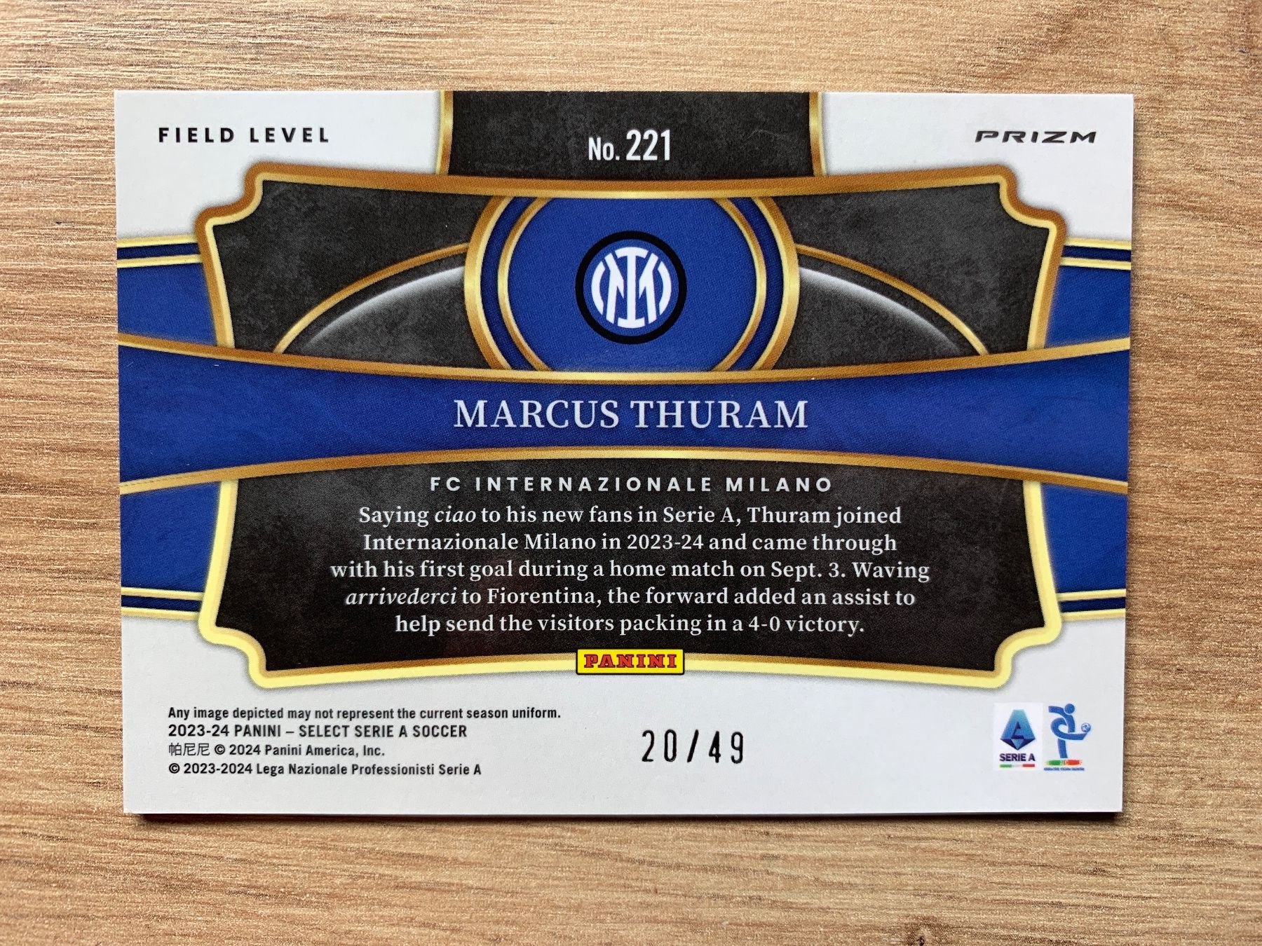 Panini Carte collezionabili: Soccer Marcus Thuram 20/49 RED WAVE Field Level Select 23/24 – Usato da Netstal venduto da Clutch79Cardz 1