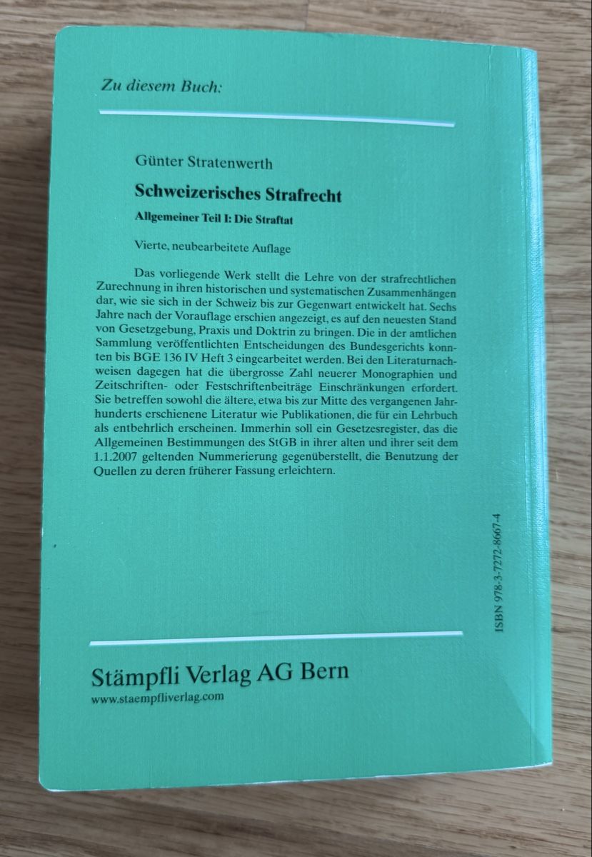 Libri: Schweizerisches Strafrecht - Allgemeiner Teil I – Usato da Emmenbrücke venduto da Florentina27 4