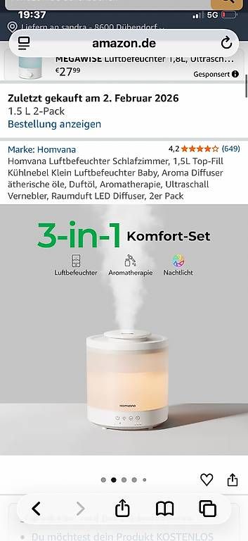 Luftbefeuchter: Luftbefeuchter mit licht – Gebraucht aus Dübendorf von rocki07