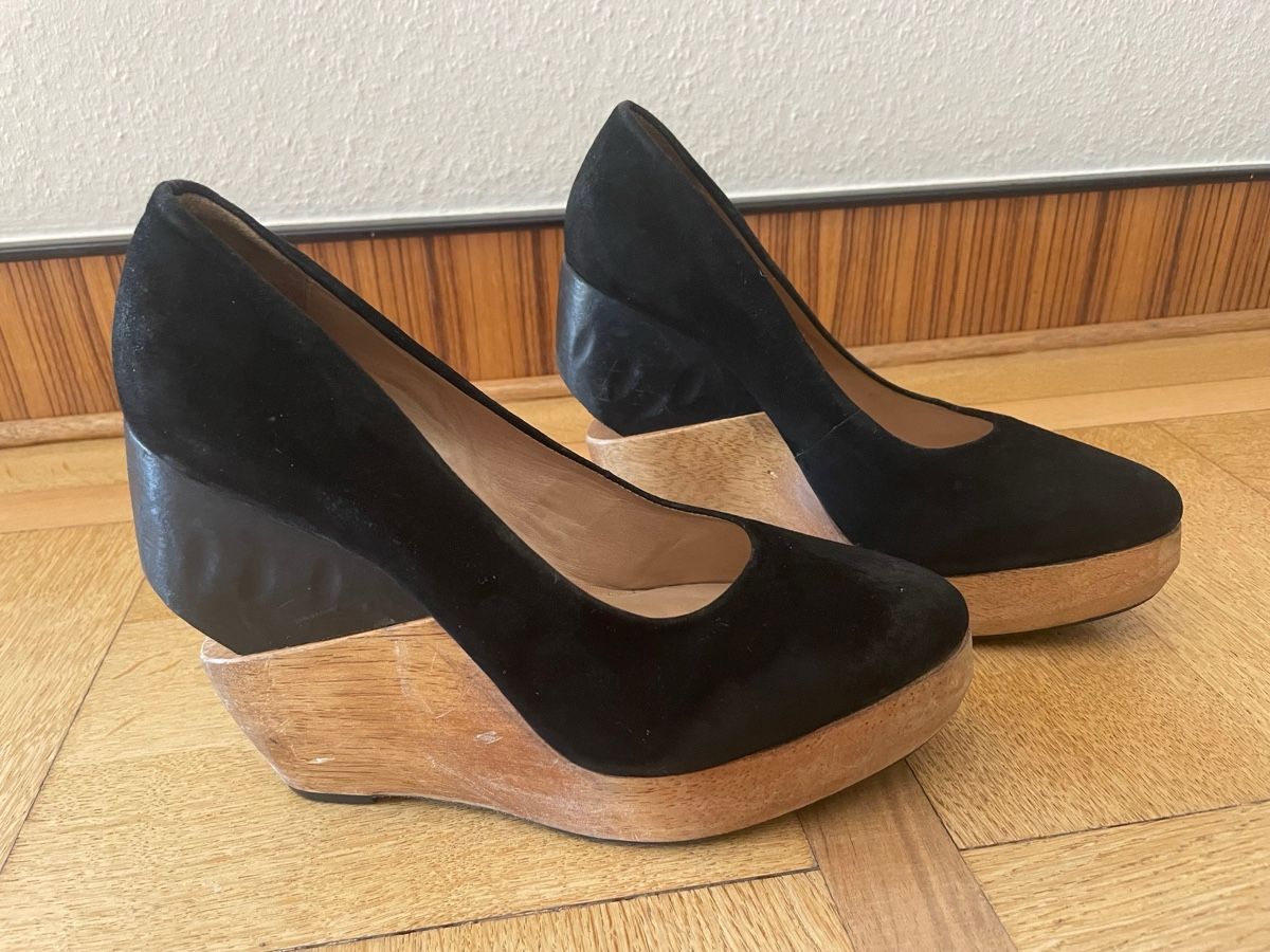 Allsaints Scarpe da donna: All Saints Spitalfields Black Wedge Heel - Size 39 – Usato da Basel venduto da inaugural