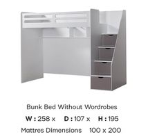 Etagenbett - Hochbett mit Treppe in Farbe grau