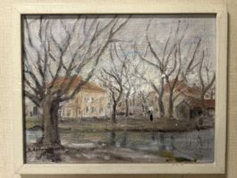 Ölgemälde, signiert R. Aschwanden, Winterlandschaft