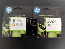 2 HP 302XL Tintenpatronen Tri-Colour, originalverpackt