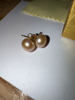 Süsswasser-Zuchtperlenohrstecker,, neu. Rosa/gold