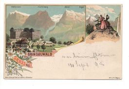 LITHO Gruss aus GRINDELWALD gel. 1898 Ambulant Nr. 15
