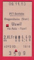 PTT KARTON BILLETT, DEGERSHEIM(STAT.) - UZWIL, 2.KLASSE, EIN