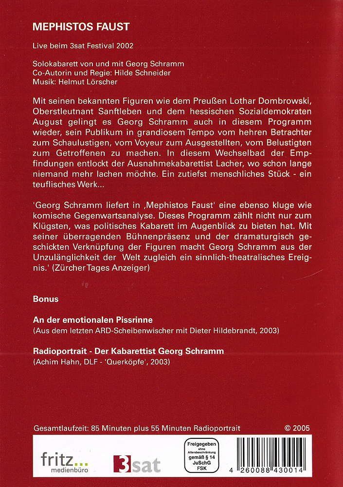 Tutti i DVDs: Mephistos Faust [DVD] – Usato da Bitsch venduto da Melando 1