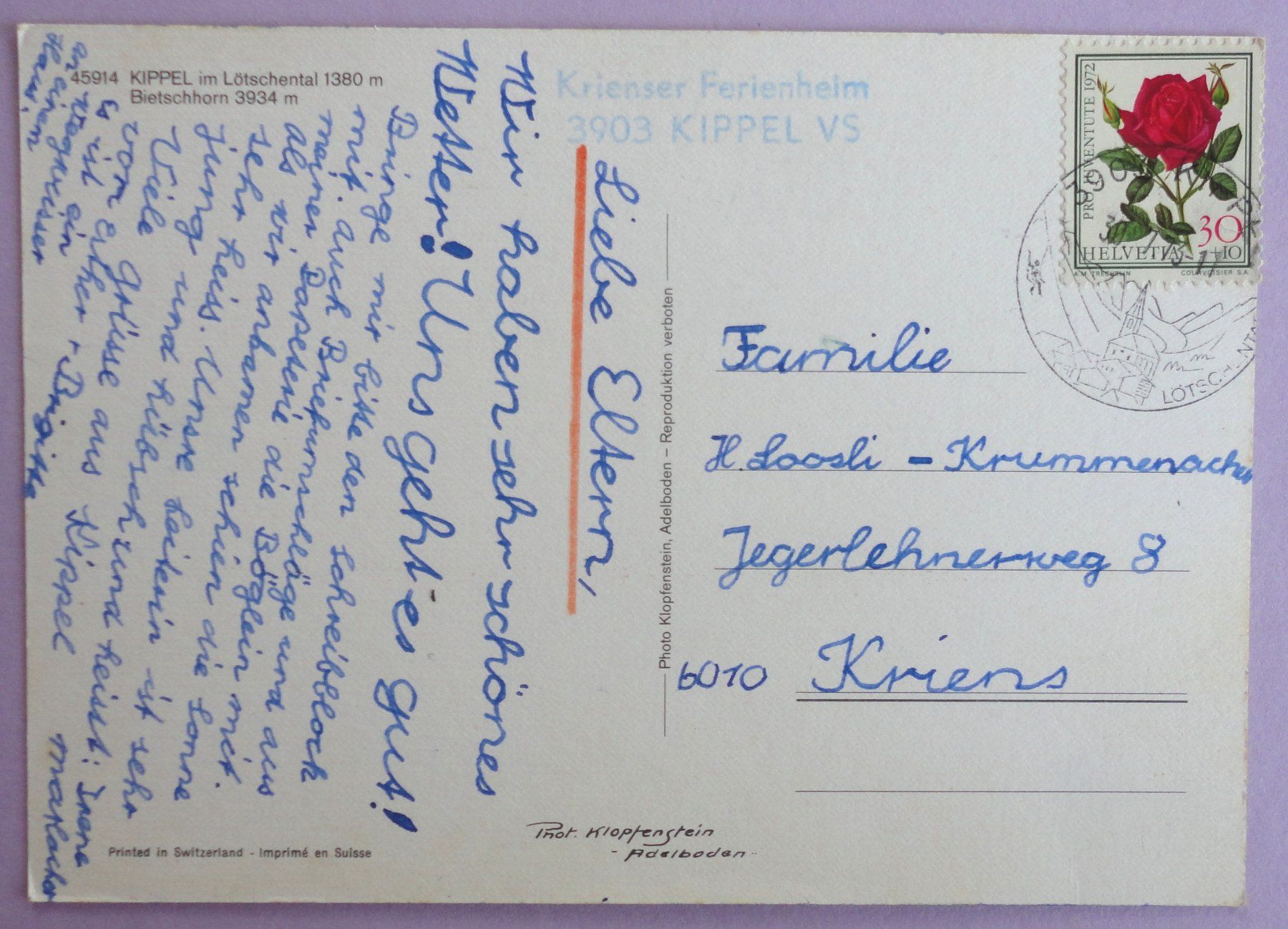 Cartoline postali: Kippel im Lötschental 1380 m – Usato da Fétigny venduto da Billy2miny 1