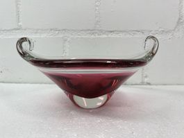 Glaskunst Schale Murano Stil rot klar Handarbeit 18cm