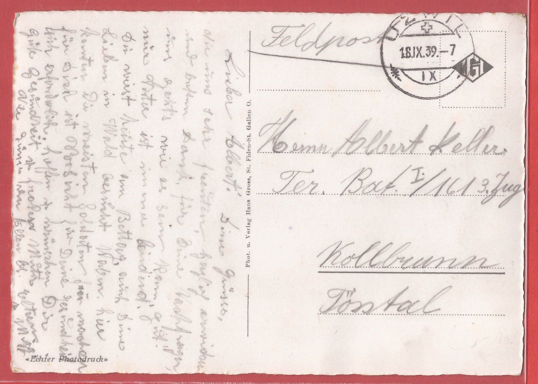 Cartoline postali: Niederuzwil - 1939 – Usato da Fislisbach venduto da Porano 1