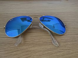Sonnenbrille Ray-Ban Aviator verspiegelt blau gut