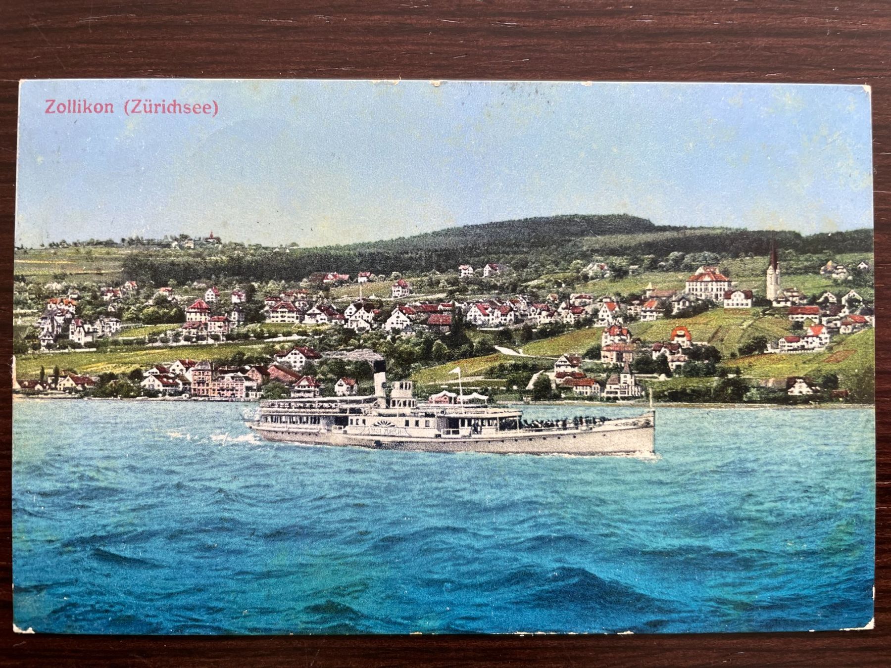 Cartoline postali: ZOLLIKON mit Dampfschiff / Dampfschwalbe, 2 Ansichtskarten – Usato da Wald ZH venduto da TLILEF 3