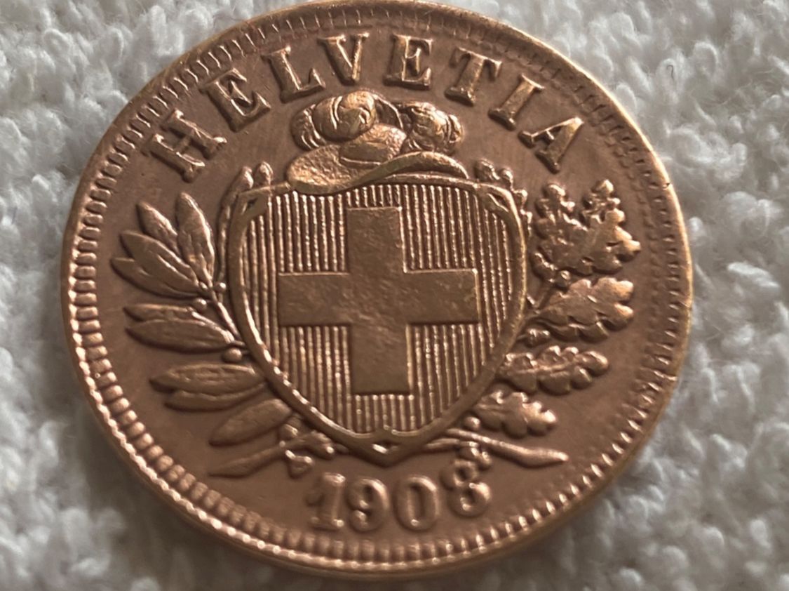 Tutti le monete: 2 centimes/Rappen 1908 abart – Usato da Nyon venduto da Ilmi09