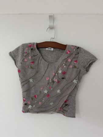 Moschino Cheap and Chic Top, Gr. S, Grau mit Blumenmuster💐