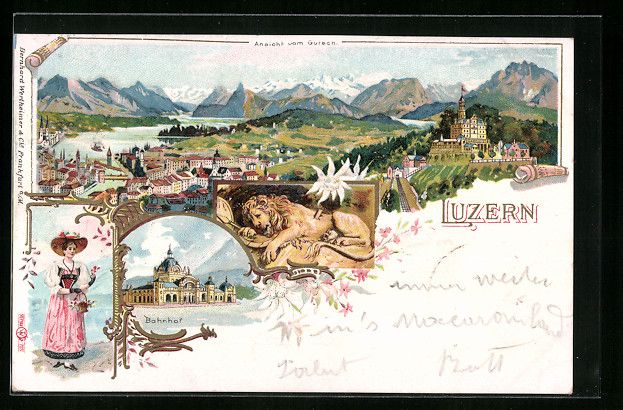 Cartes postales: Litho Luzern, Teilansicht vom Gütsch, B – D'occasion à Berlin par bartko-reher