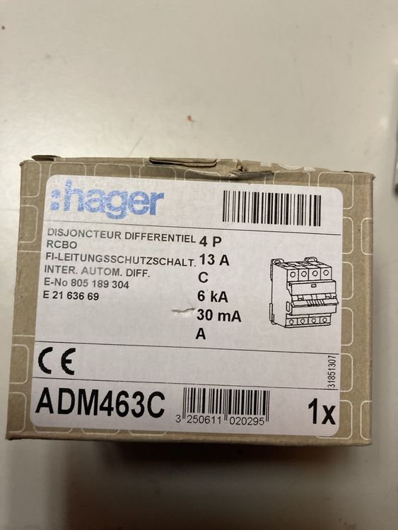 Hager Interruttore FI/LS HAGADS966D, 16A 1P E NC, 0,03 M - 6