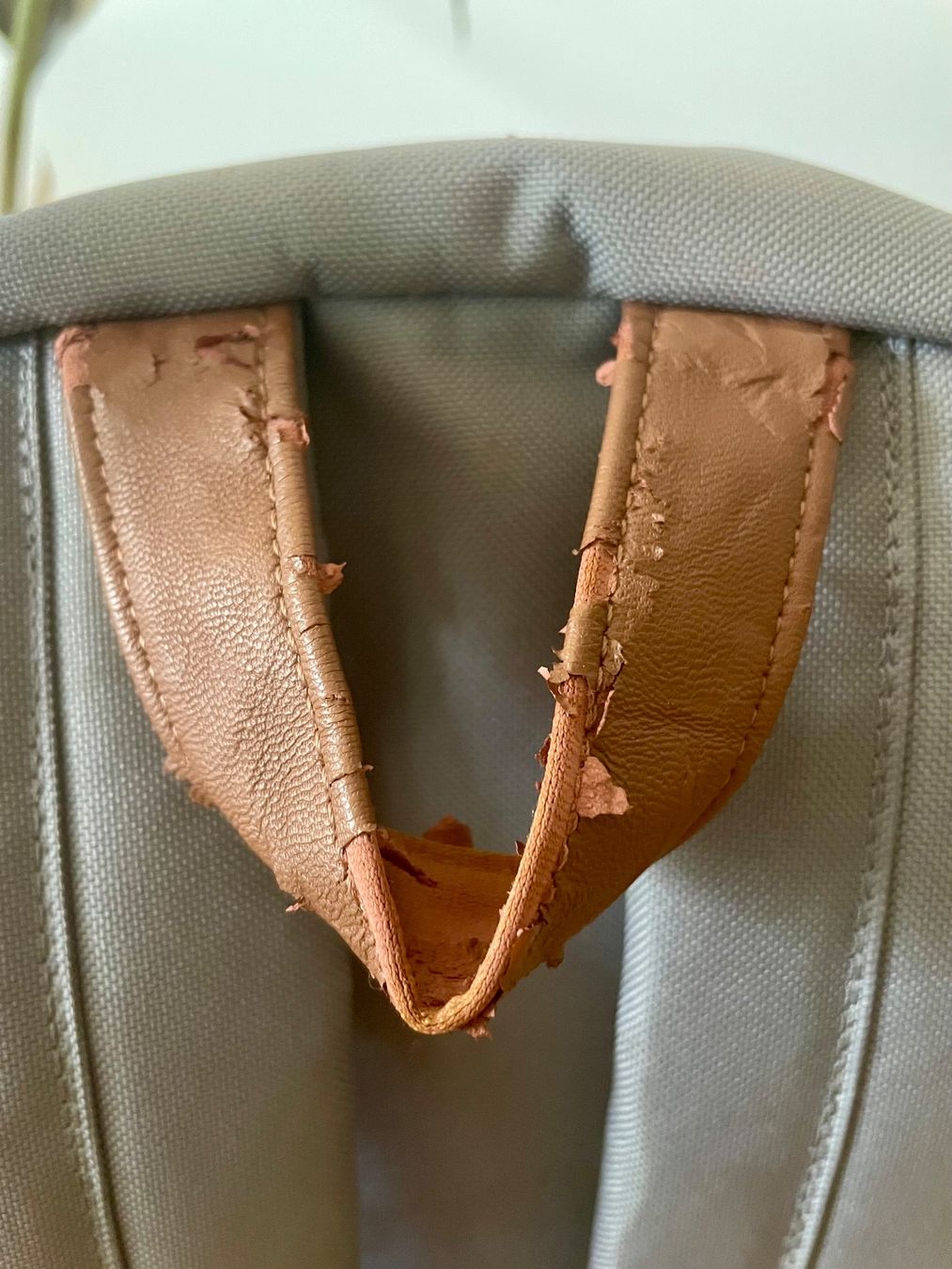 Herschel Zaini: Herschel Rucksack grau Leder Details – Usato da Winterthur venduto da dom_w89v 3