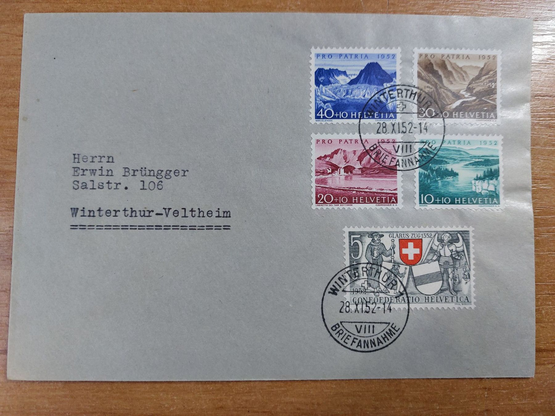 Tutti i francobolli: FP1952 - Lettre Pro Patria 1952 obl 28.11.1952 – Usato da Trélex venduto da Phil_Albert