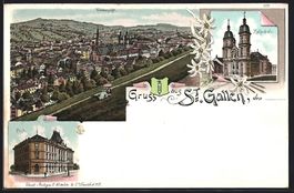 Litho St. Gallen, Post, Kathedrale, Tota