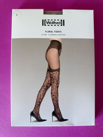 WOLFORD Strumpfhose Floral Tights, Gr. S (fairly light/black