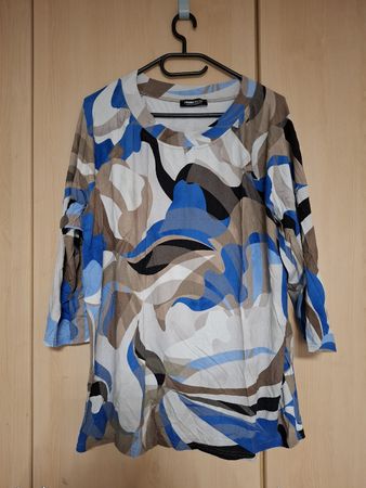 Halbarmshirt Gr. 48, Frank Walder, blau-beige