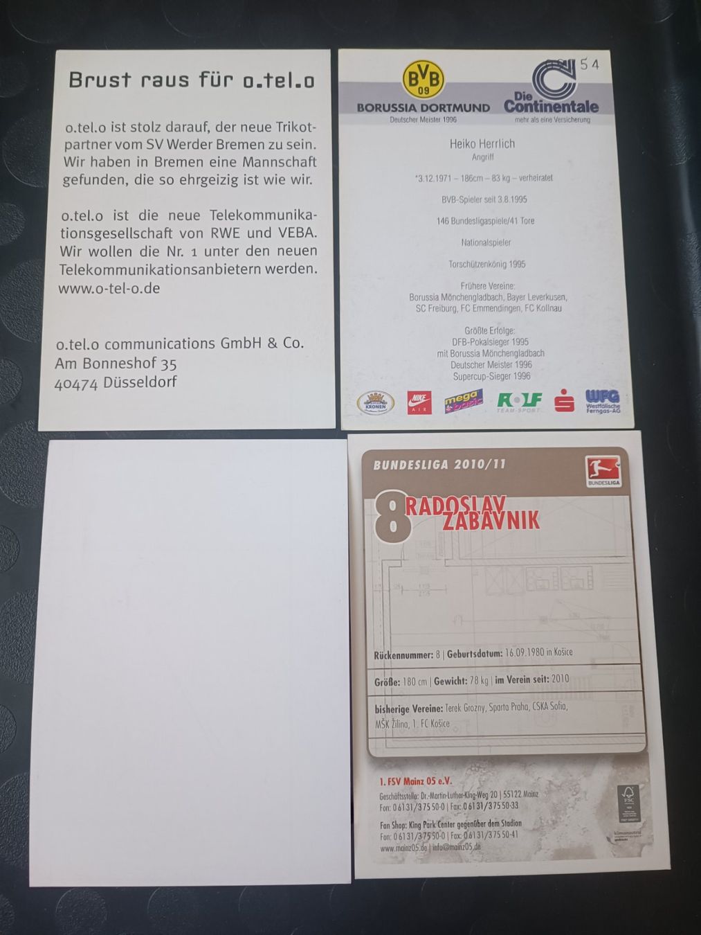 Autografi: Fussball-Mix - 4 signierte Autogrammkarten - Set – Usato da Menziken venduto da Artographs 1