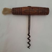 Antiker Korkenzieher mit integrierten Pinsel Ende 19 Jh.